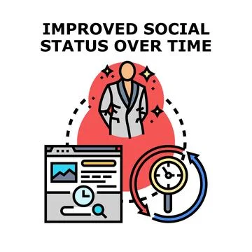 Improving social status achieving professional development success over time Ilustración de archivo