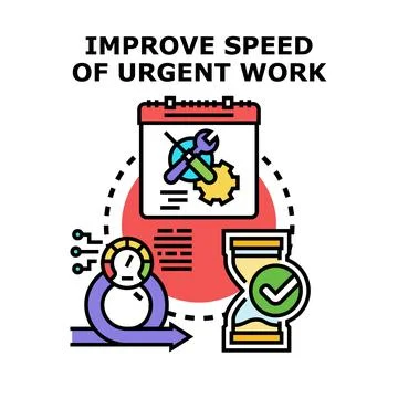 Improving speed of urgent work concept illustration Stock Illustration