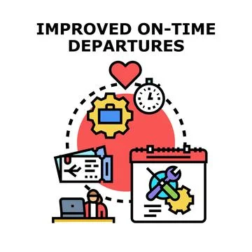 Improving on time departures planning vector concept Stock Illustration