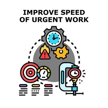 Improving urgent work speed process concept illustration Stock Illustration