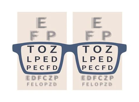 Improving vision with eyeglasses. Optometry test. Eyesight examination. Eyes Stock Illustration