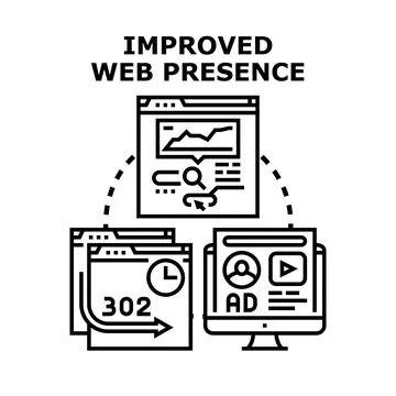 Improving web presence strategy with digital marketing and seo concepts イラスト素材