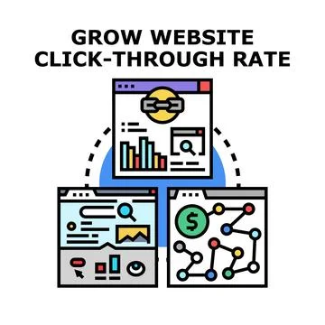 Improving website click through rate performance strategy Stock Illustration