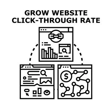 Improving website click through rate performance strategy Stock Illustration