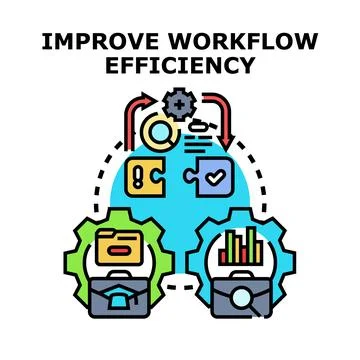 Improving workflow efficiency and business process optimization concept Stock Illustration