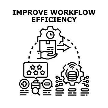Improving workflow efficiency and business process management concept Stock Illustration