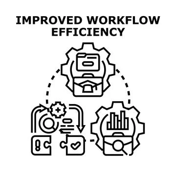 Improving workflow efficiency operating business process management Stock Illustration