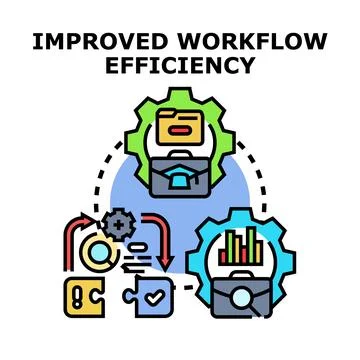 Improving workflow efficiency operating business process management Stock Illustration