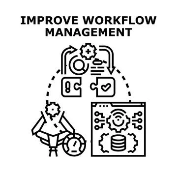 Improving workflow management with process automation and optimization Stock Illustration