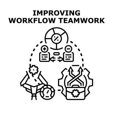 Improving workflow teamwork strategy planning collaboration concept イラスト素材