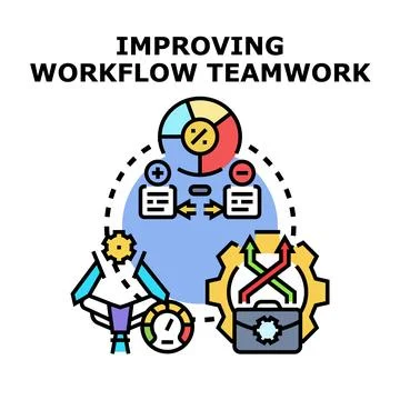 Improving workflow teamwork strategy planning collaboration concept Stock Illustration