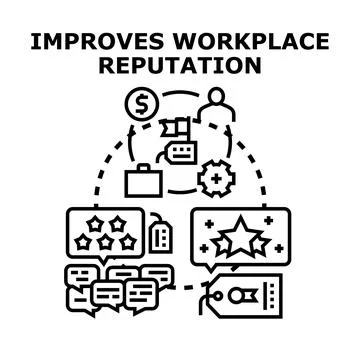 Improving workplace reputation with positive feedback process Stock Illustration