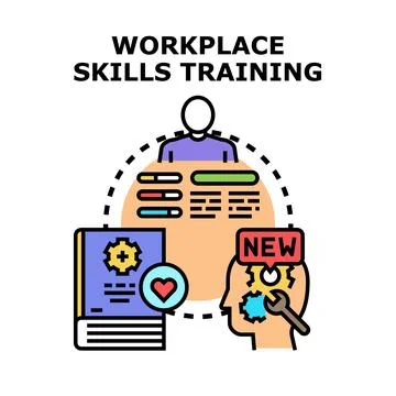 Improving workplace skills through education and development training Stock Illustration