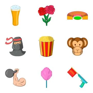 Improvisation icons set, cartoon style Stock Illustration