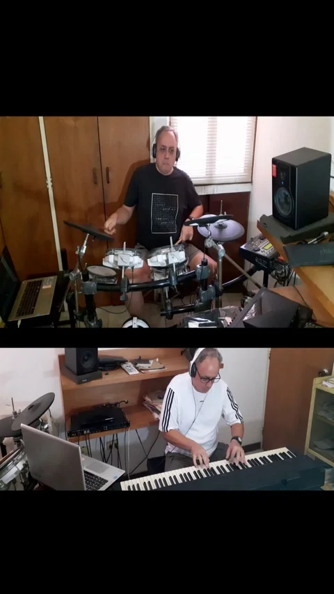 Improvisation with Piano and Drums in 7/4 and D Flat Major Video stock 281277437