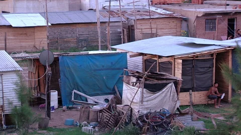 Improvised Dwellings made from Scrap Materials in La Plata, Argentina. Stock Footage 239472204