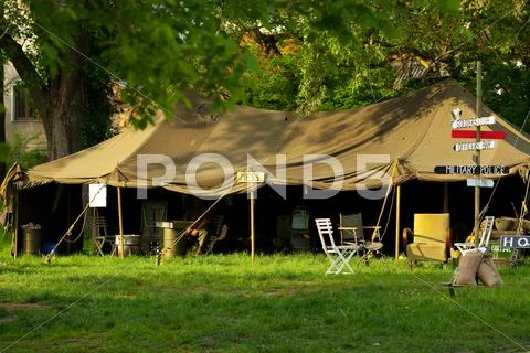 Improvised military camp Stock Photos