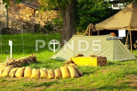 Improvised military camp Stock Photos