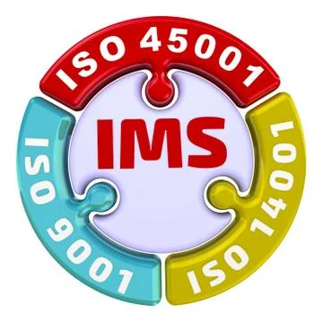 IMS. ISO Integrated Management System. The check mark in the form of a puzzle Stock Illustration