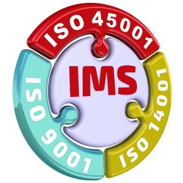 IMS. ISO Integrated Management System. The check mark in the form of a puzzle Stock Illustration
