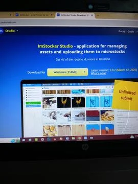 Imstocker Studio website interface opened on computer Stock Photos