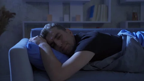 Inability to sleep because of deep thoughts. Stock Footage 222833322