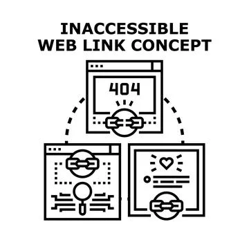 Inaccessible web link concept with broken connections Stock Illustration