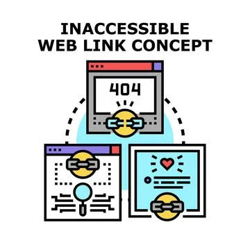 Inaccessible web link concept with broken connections Stock Illustration