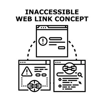 Inaccessible web link concept problem and digital error Stock Illustration