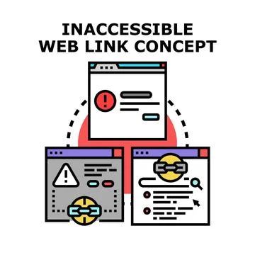 Inaccessible web link concept problem and digital error Stock Illustration
