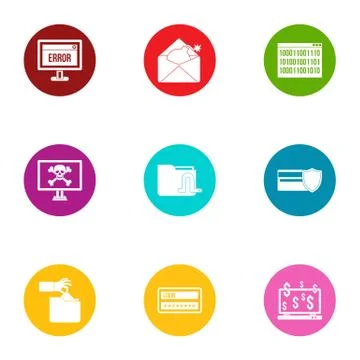 Inaccuracy icons set, flat style Stockillustratie