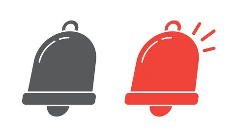 Inactive and active notification bell isometric social media UI button set Illustrazione stock