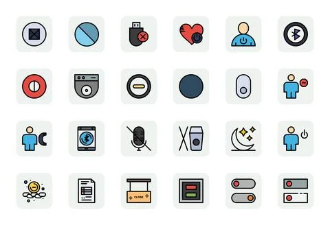 Inactive Design Vector Icons featuring 24 Detail Enhanced LineFilled Style Stock Illustration