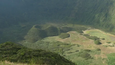 Inactive volcano boiler cauldron crater cabeço gordo faial azores portugal Stock Footage 80615630