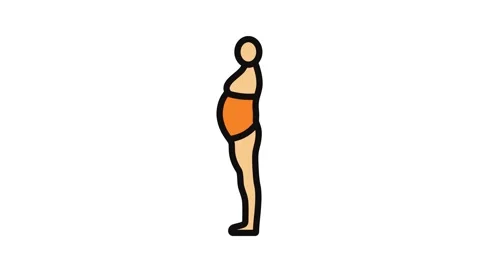 Inactivity large stomach body type color icon animation 動画素材 326100870