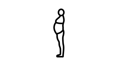 Inactivity large stomach body type line icon animation 動画素材 326137156