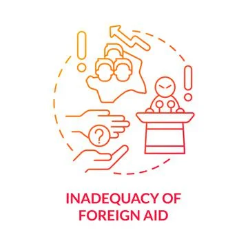 Inadequacy of foreign aid red gradient concept icon Illustrazione stock