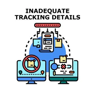 Inadequate tracking details for package delivery problems Stock Illustration