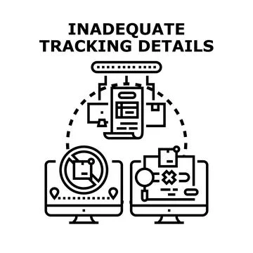 Inadequate tracking details for package delivery problems Stock Illustration