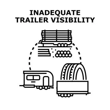 Inadequate trailer visibility creating transport safety risks Stock Illustration