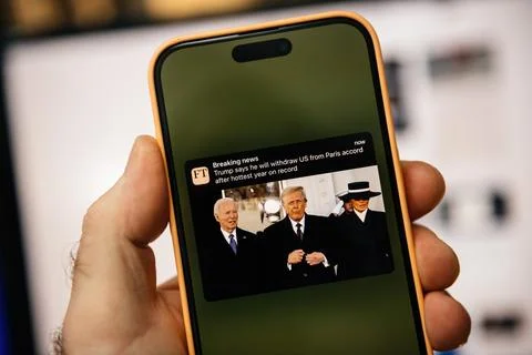 Inancial Times Notification on iPhone Stock Photos