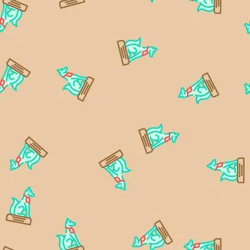 Inari fox statue shintoism vector seamless pattern Stock Illustration