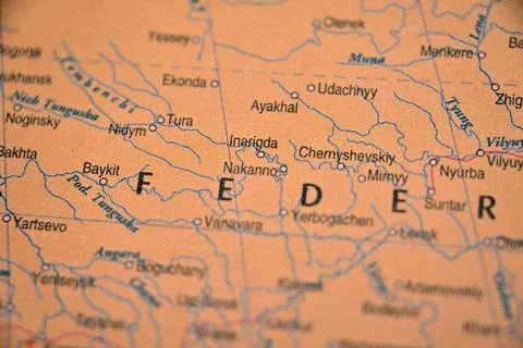 Inarigda Highlighted on World Map with Soft Blur Background and Subtle Focus Foto stock