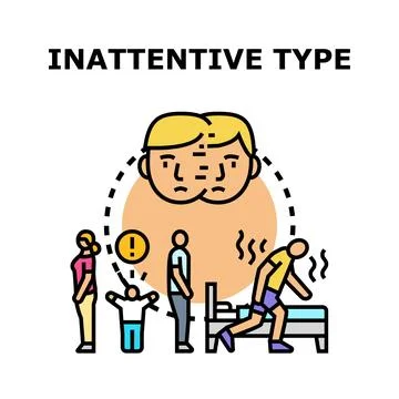 Inattentive type person experiencing focus and concentration problems Stock Illustration