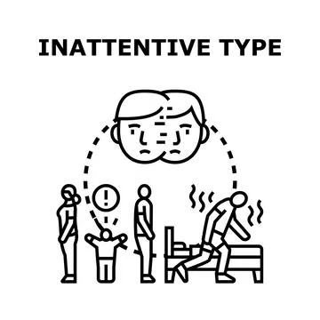 Inattentive type person experiencing focus and concentration problems Illustrazione stock
