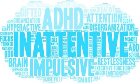 Inattentive Word Cloud Stock Illustration
