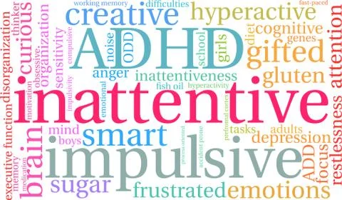 Inattentive Word Cloud Stock Illustration