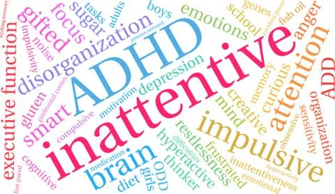 Inattentive Word Cloud Stock Illustration