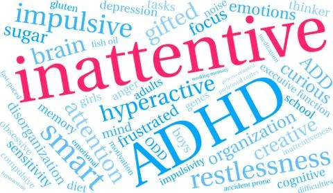 Inattentive Word Cloud Stock Illustration