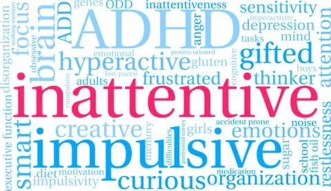 Inattentive Word Cloud 스톡 일러스트